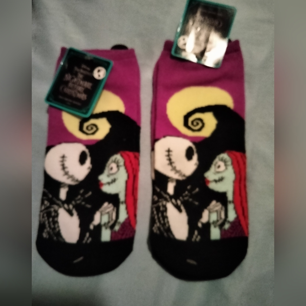 Nightmare Before Christmas Socks Disney Purple Black Set of 2 Size 4-10 NWT